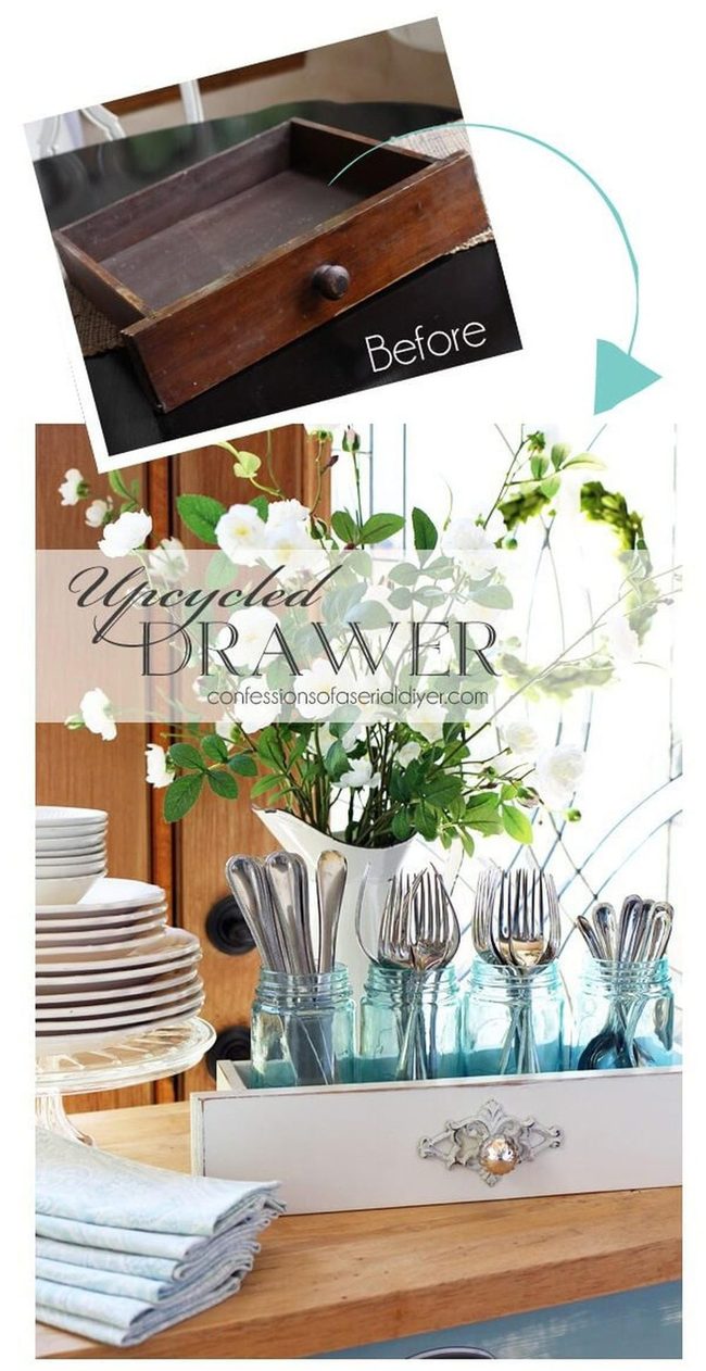 Vintage Drawers Display Greenery