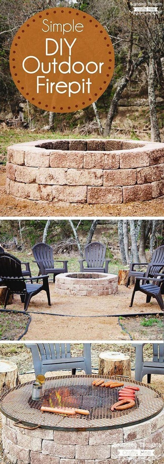 Stone Fire Pit Grill Station
