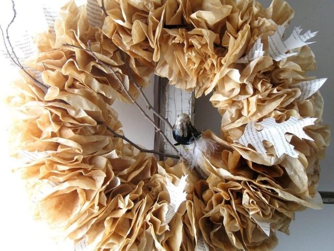 Brown Crinkled Paper Woodland Wreath