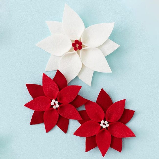 Red Felt Blooms White Beads
