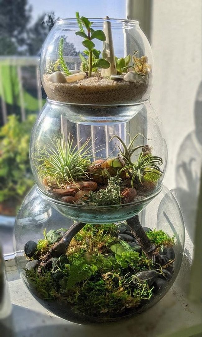 Stacked Glass Planters Vertical