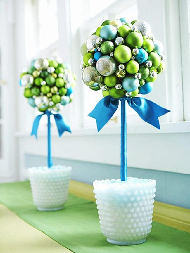 Sparkling Spheres On Blue Ribbons