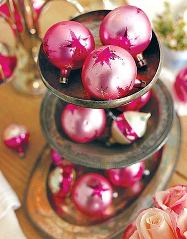 Pink Ornaments Shine On Metal Stand