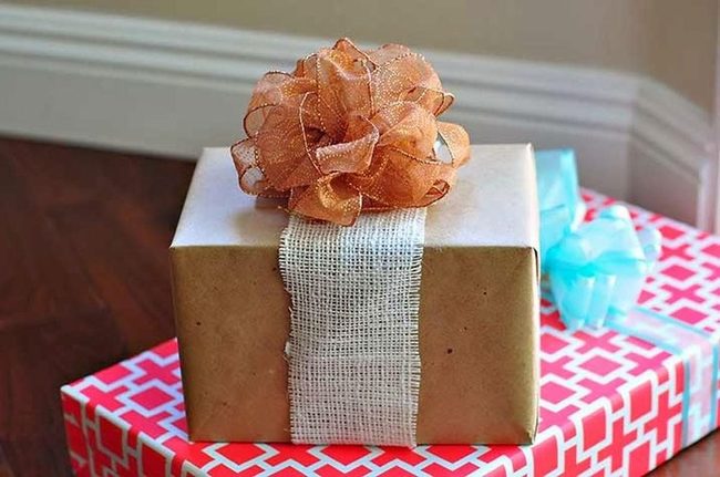 Red Geometric Gift With Blue Bow