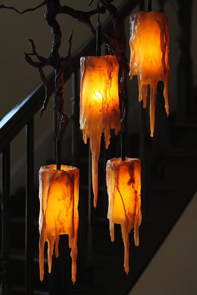 Glowing Glass Jars Suspended High