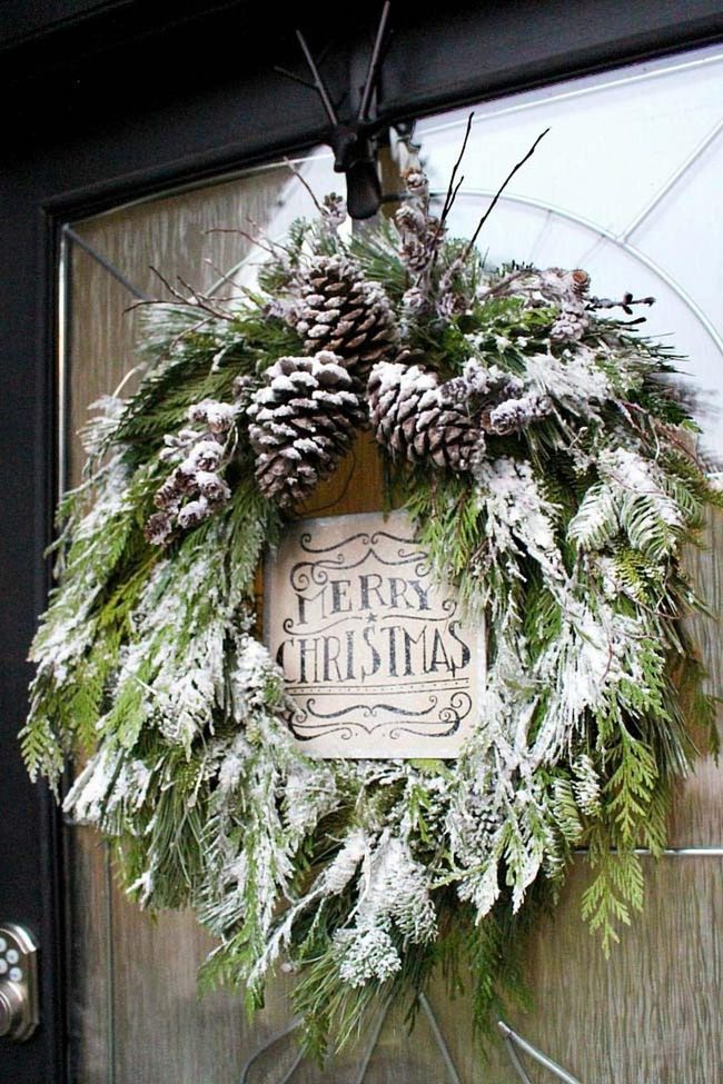 Frosted Evergreen Door Welcome
