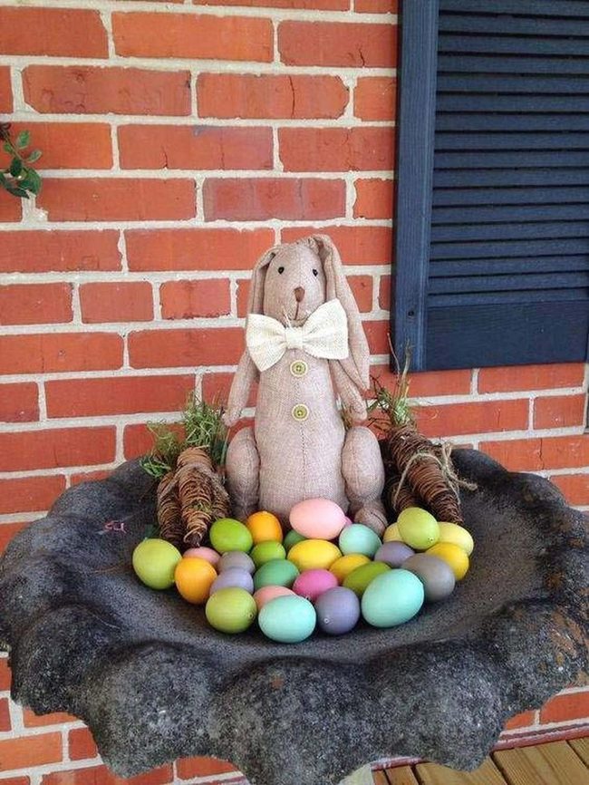 Easter Bunny Bird Bath Display