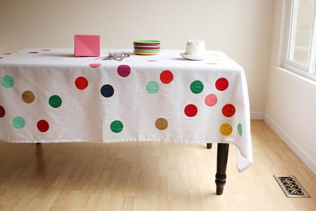 Red Gold Polka Dot Table