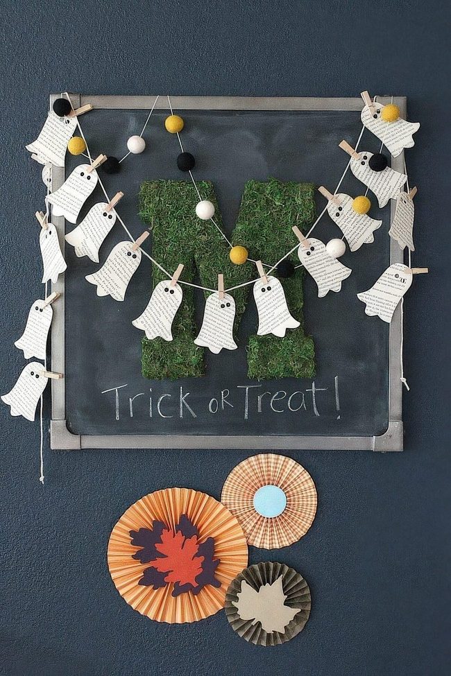 Hanging Book Page Ghosts Halloween Display