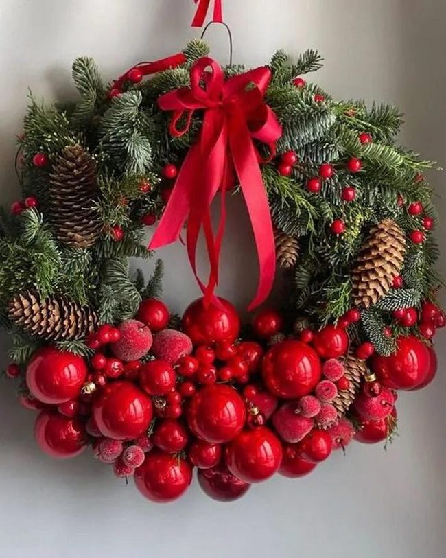 Red Ribbons, Green Pine, Glass Shine