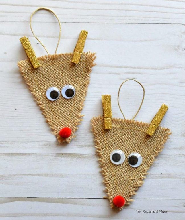 Burlap Reindeer Ornaments Natural Texture
