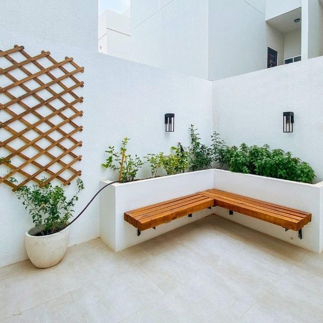 White Concrete Patio With Living Green