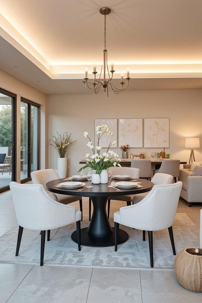 Easter Table Pendant Lamps and Fresh Flowers