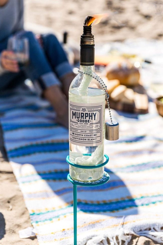 Recycled Wine Bottles Beach Torches
