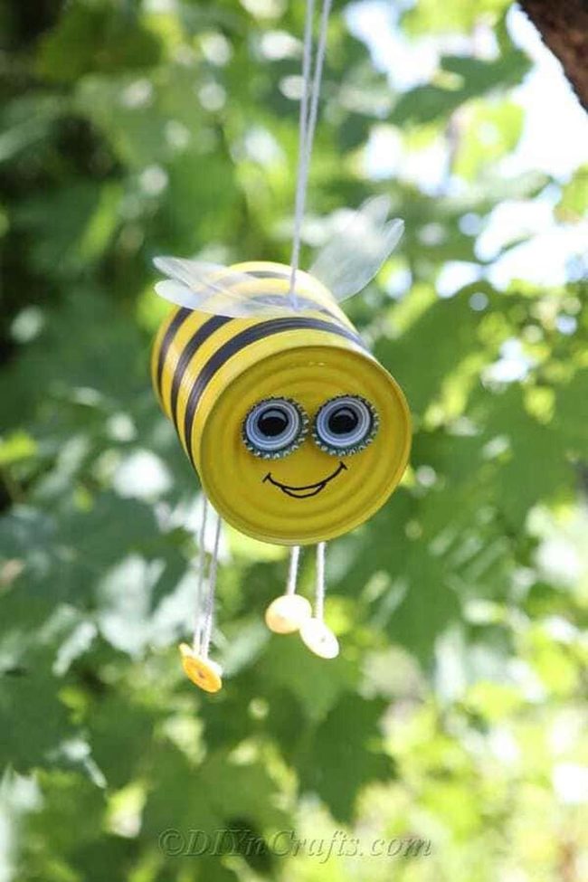 Striped Yellow Bee Tin Cans