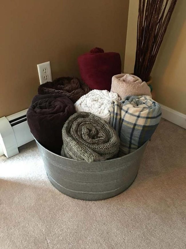 Galvanized Metal Buckets Stored Textiles
