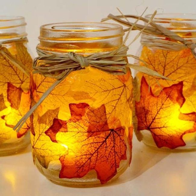 Autumn Leaves Glowing Jars