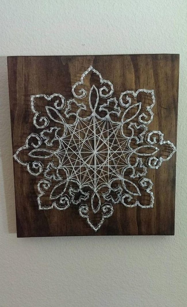 White String Snowflake Wood
