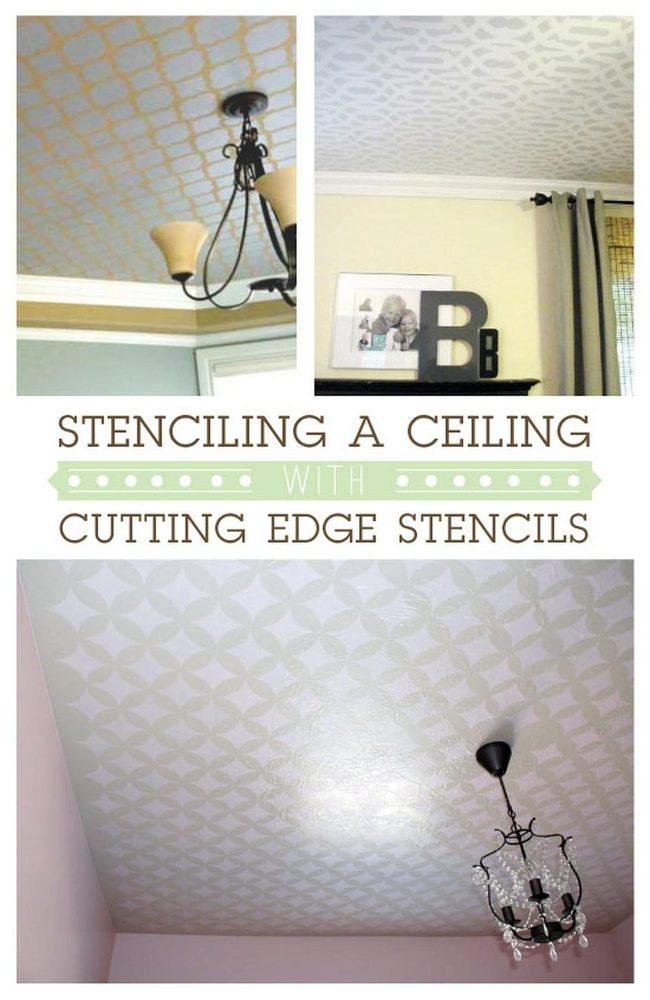 Black Metal Chandeliers And Stenciled Ceilings