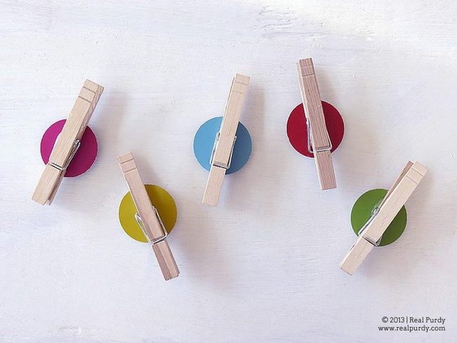 Colorful Clothespins Natural Wood