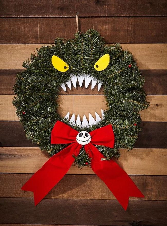Green Pine Monster With Crimson Bows