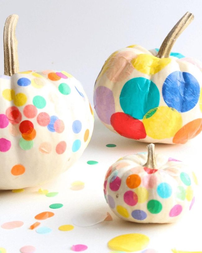 Confetti Dots On White Pumpkins
