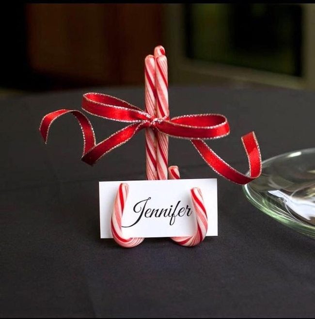 Red And White Striped Place Cards