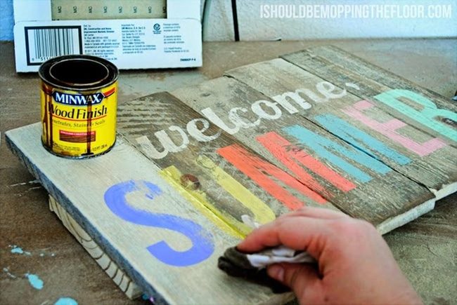 Painted Wood Welcome Splatter