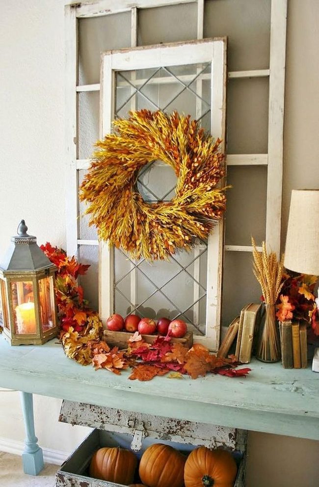 Dried Leaves, Red Apples, Candlelight