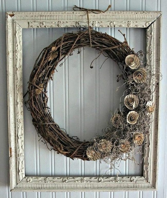 Weathered Wood Frames Seasonal Wreaths
