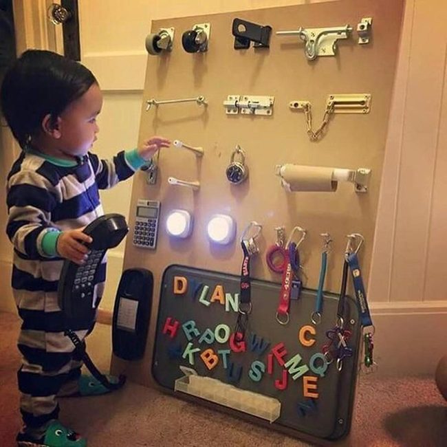 Wooden Busy Board Learning Lights
