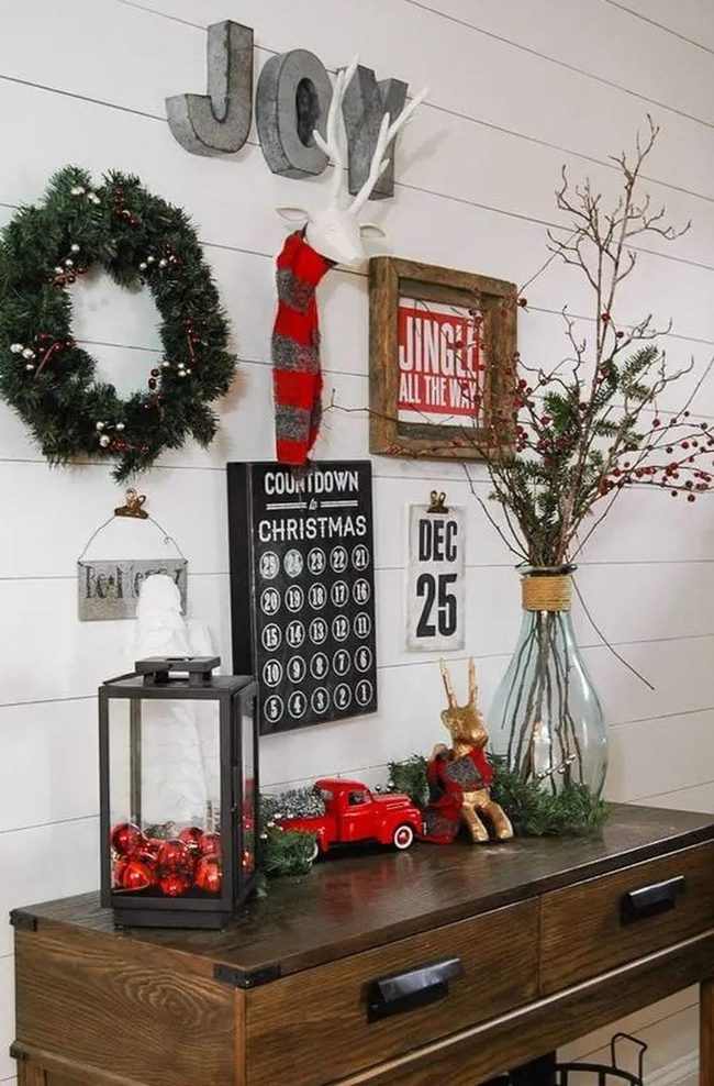 Black Lantern Red Ornaments Holiday