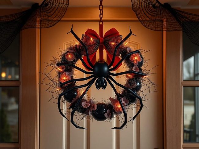 Black Spider Web Wreath With Glitter