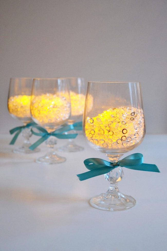 Glowing Yellow Beads In Crystal