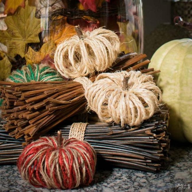 Sisal Wrapped Foam Pumpkins