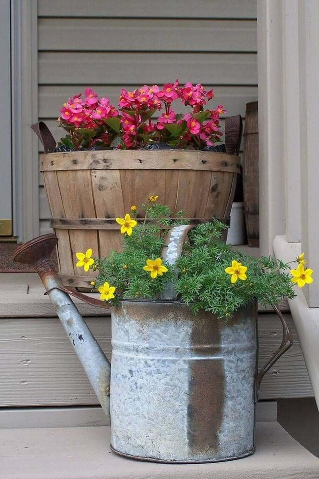 Weathered Barrels Vintage Planter Statement