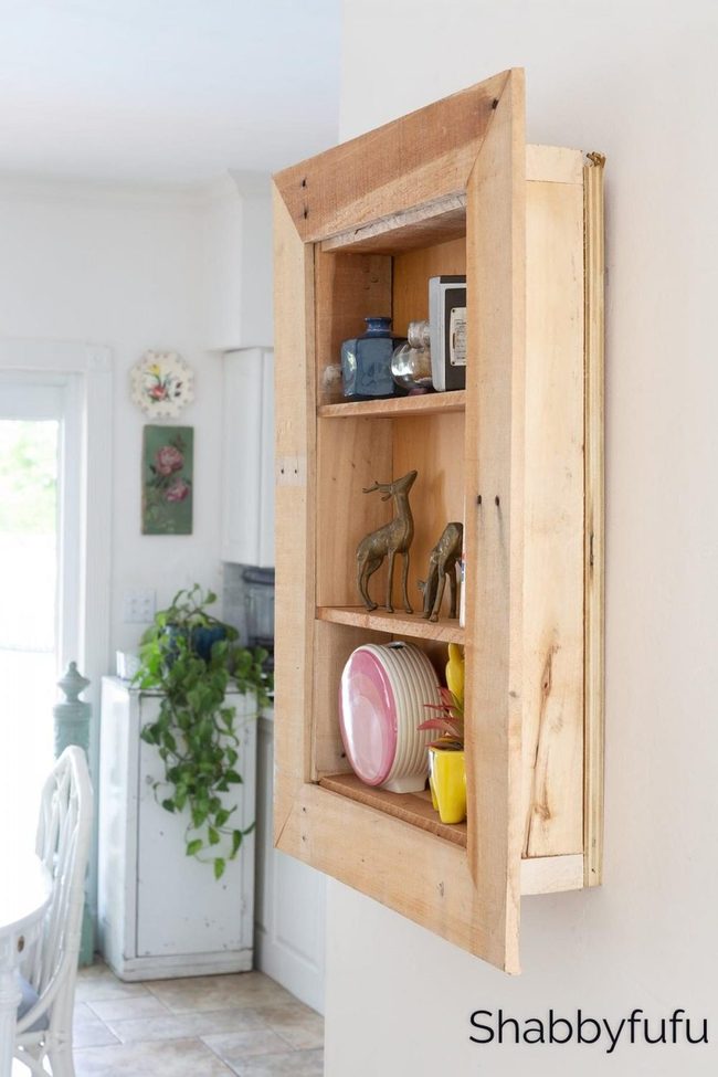 Reclaimed Wood Wall Cabinet Natural Display