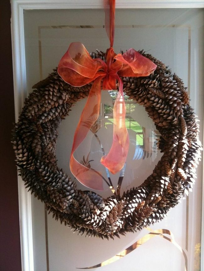 Pinecone Wreath Golden Orange