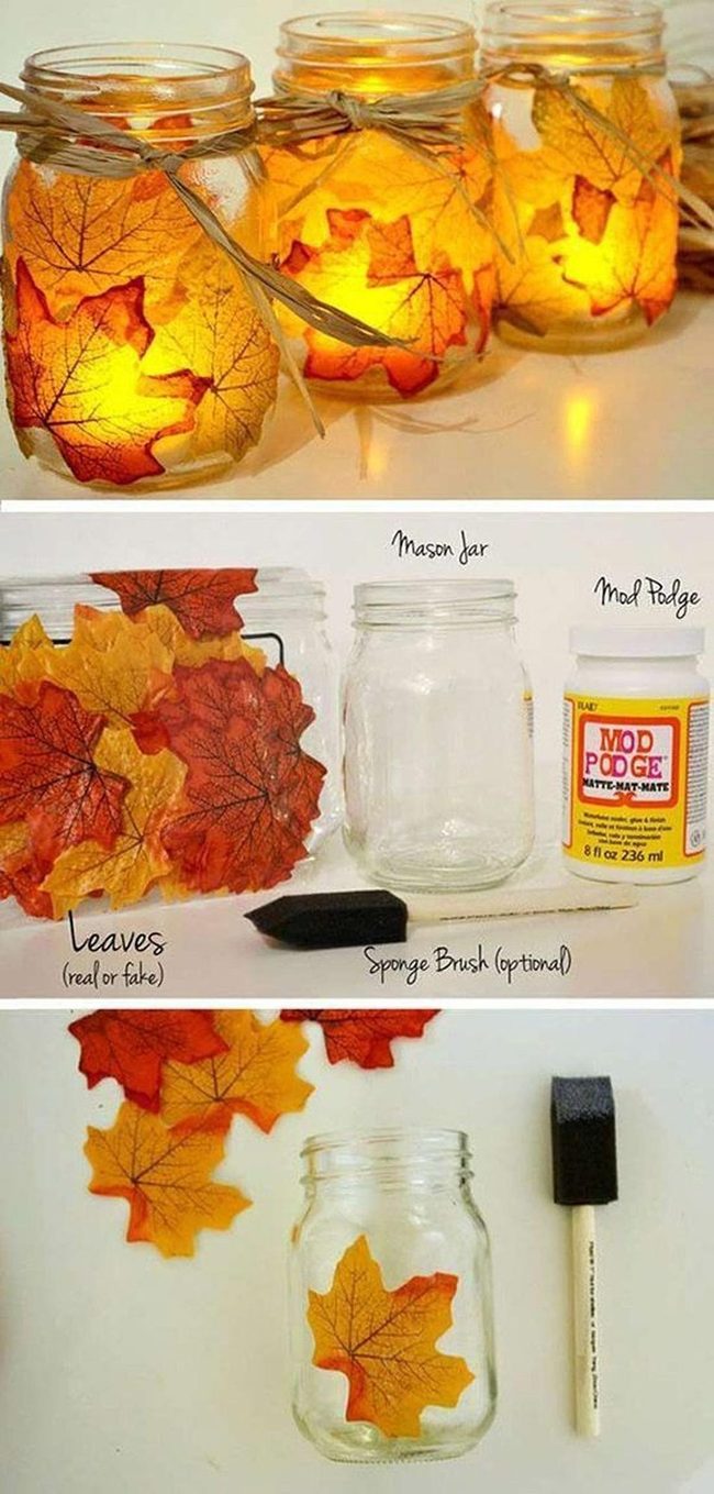 Golden Leaf Mason Jar Lights