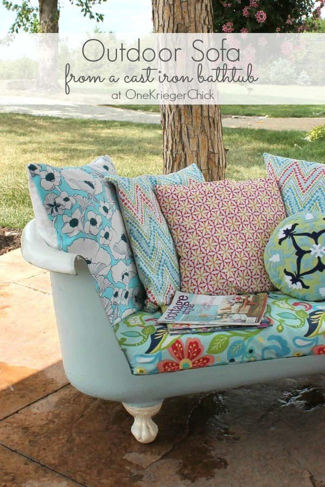 Vintage Bathtub Garden Bench