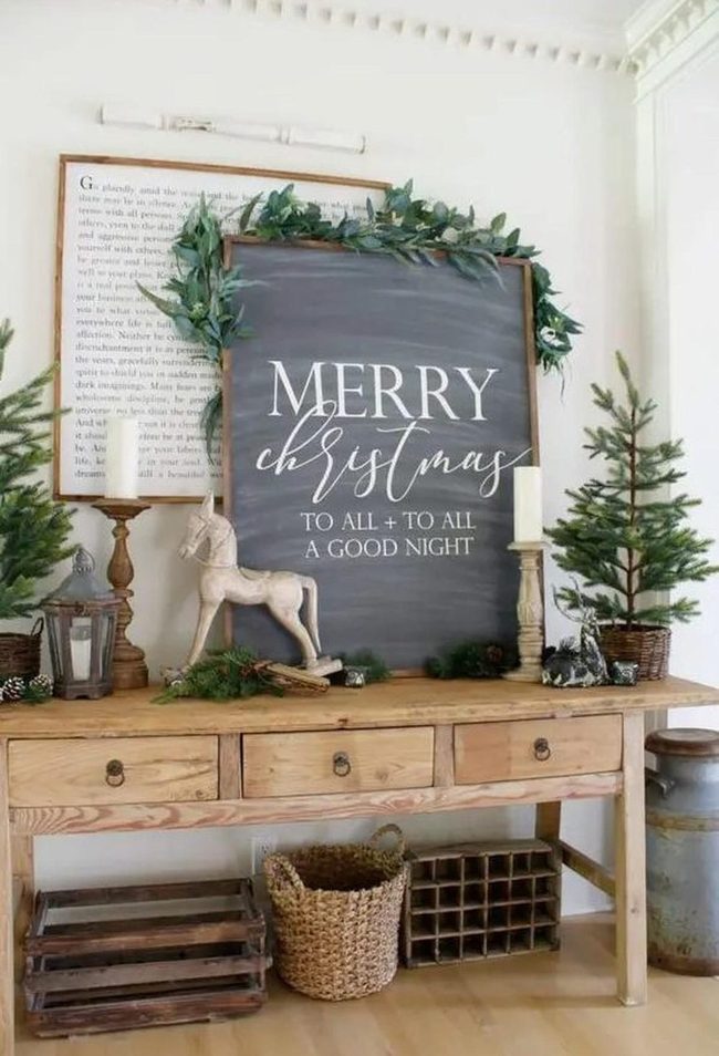 Chalkboard Merry Christmas With Natural Wood