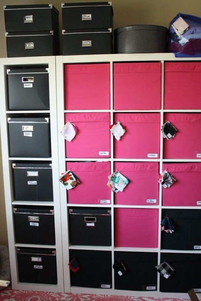 Pink And Black Storage Bins Organization