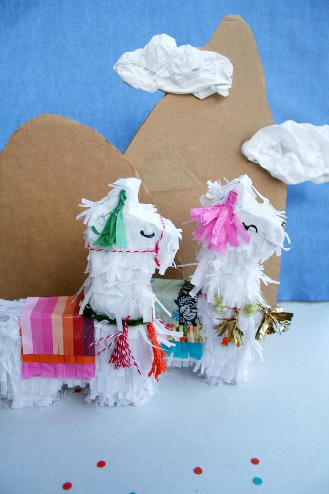 Colorful Paper Llamas With Mountains