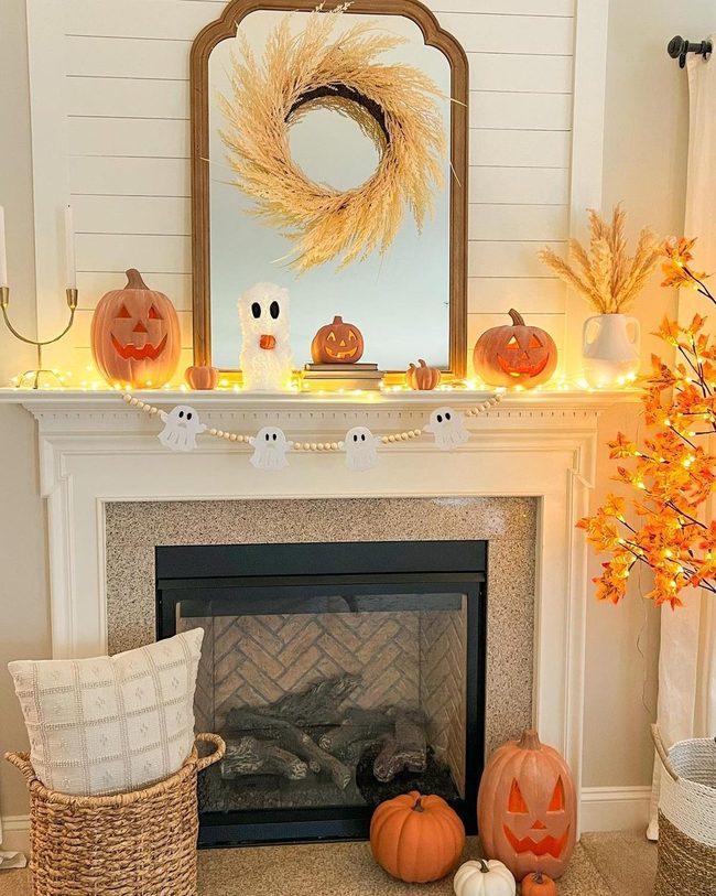 Pumpkin Mantel Autumn Gathering