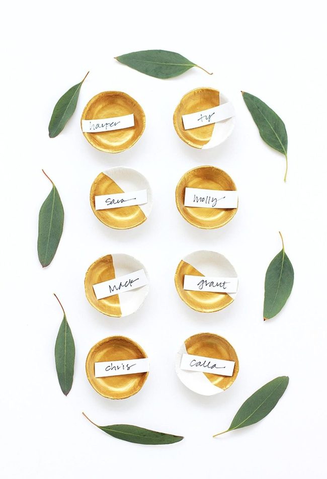 Gold And White Ceramic Place Cards