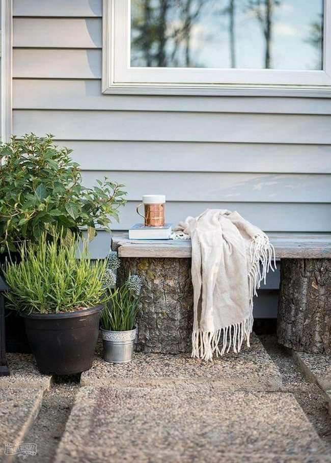 Log Bench Garden Retreat