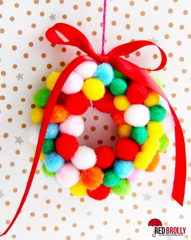 Multicolor Ornament Wreath Red Bow