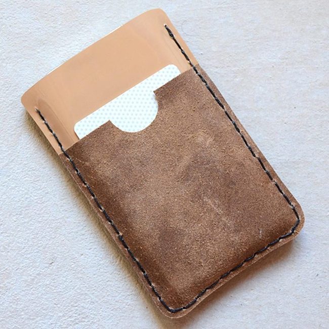 Tan Leather Card Case Black Stitching