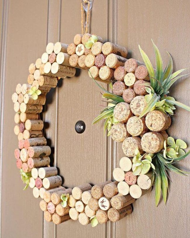 Natural Cork Circle With Green Accents