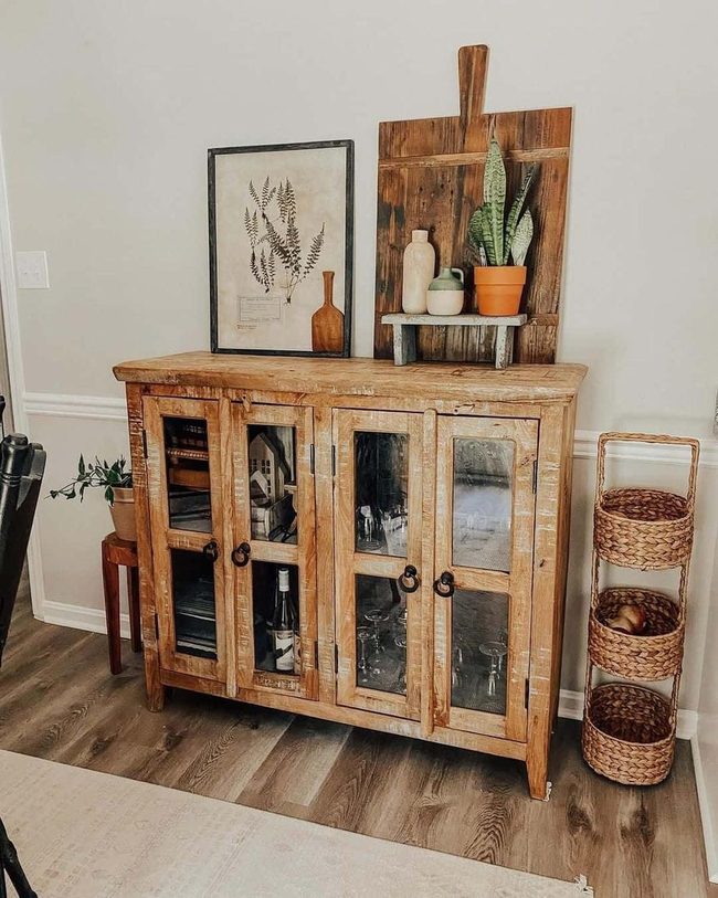 Natural Wood Storage With Neutral Layering